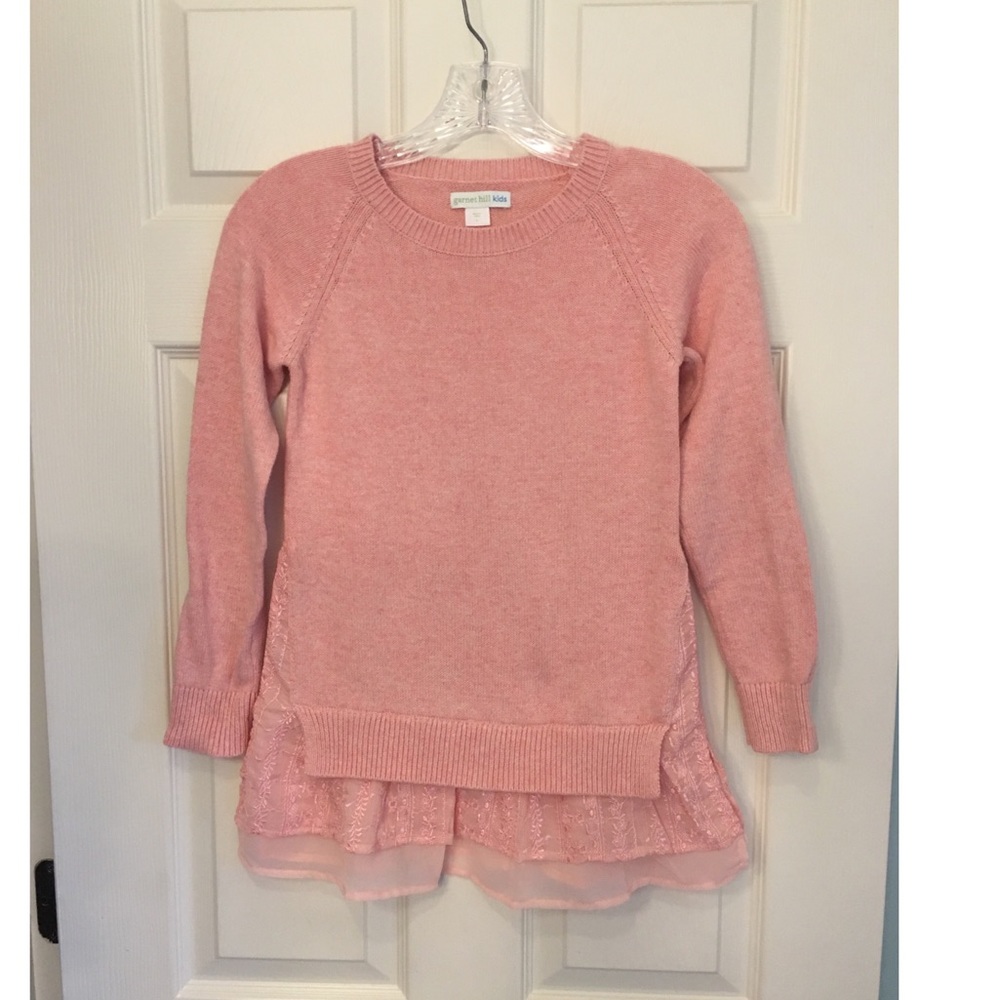 Garnet Hill Girls layered shirttail sweater.